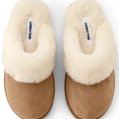 Veloursleder-Pantoffeln mit Lammfell-Futter für Damen