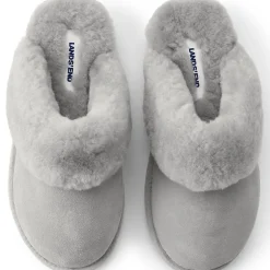 Veloursleder-Pantoffeln mit Lammfell-Futter für Damen