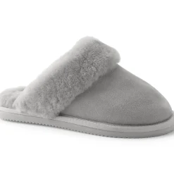 Veloursleder-Pantoffeln mit Lammfell-Futter für Damen