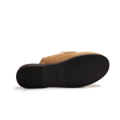 Veloursleder-Pantoletten mit Teddyfutter für Damen