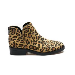 Veloursleder-Stiefeletten mit Leo-Muster für Damen