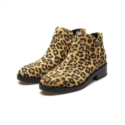 Veloursleder-Stiefeletten mit Leo-Muster für Damen