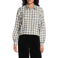 Verkürzte Flanellbluse für Damen