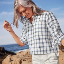 Verkürzte Flanellbluse für Damen