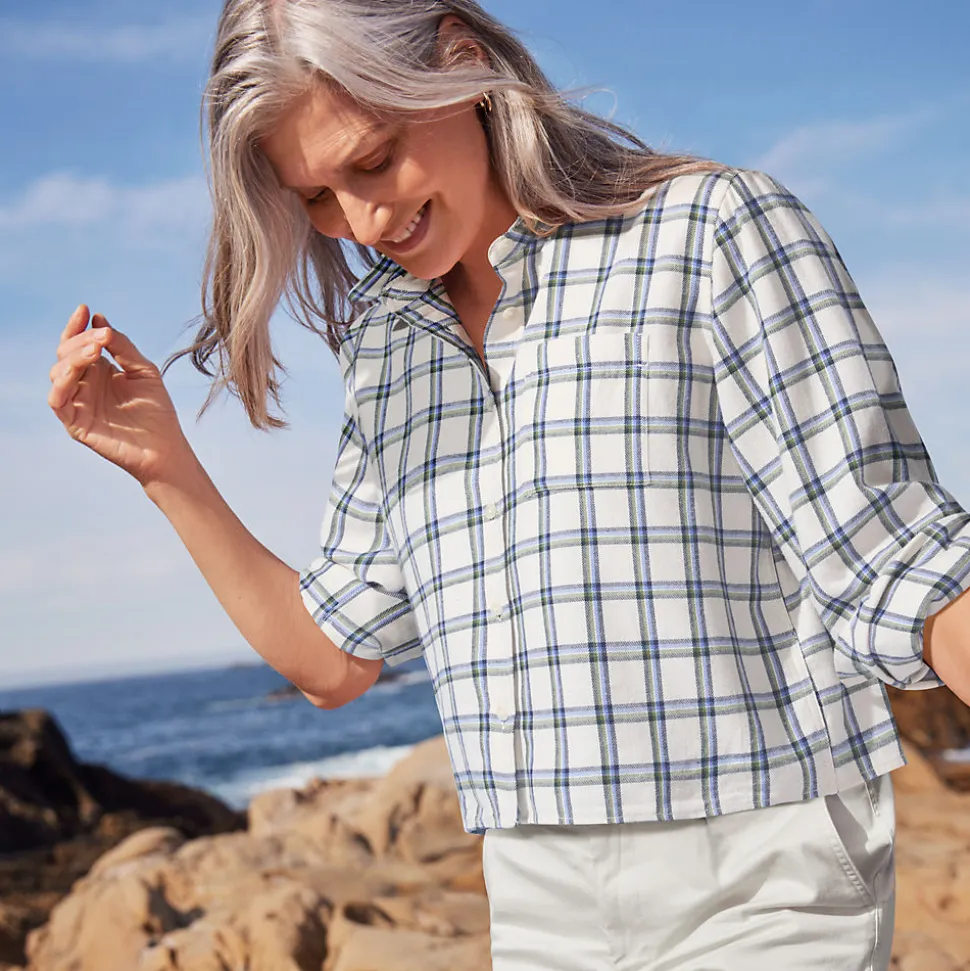 Verkürzte Flanellbluse für Damen