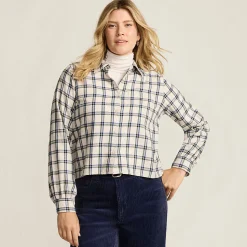 Verkürzte Flanellbluse für Damen