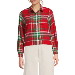 Verkürzte Flanellbluse für Damen