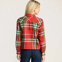 Verkürzte Flanellbluse für Damen