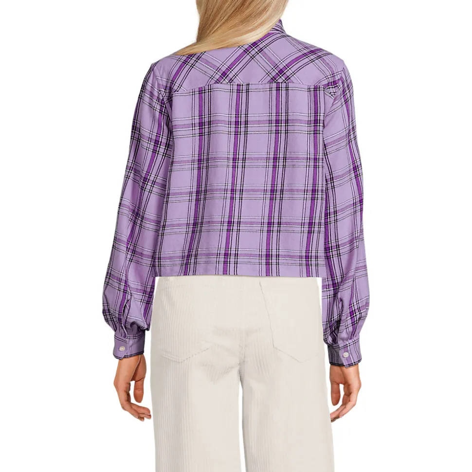 Verkürzte Flanellbluse für Damen