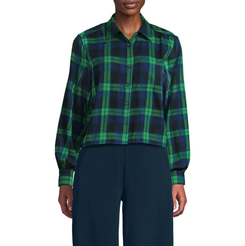 Verkürzte Flanellbluse für Damen