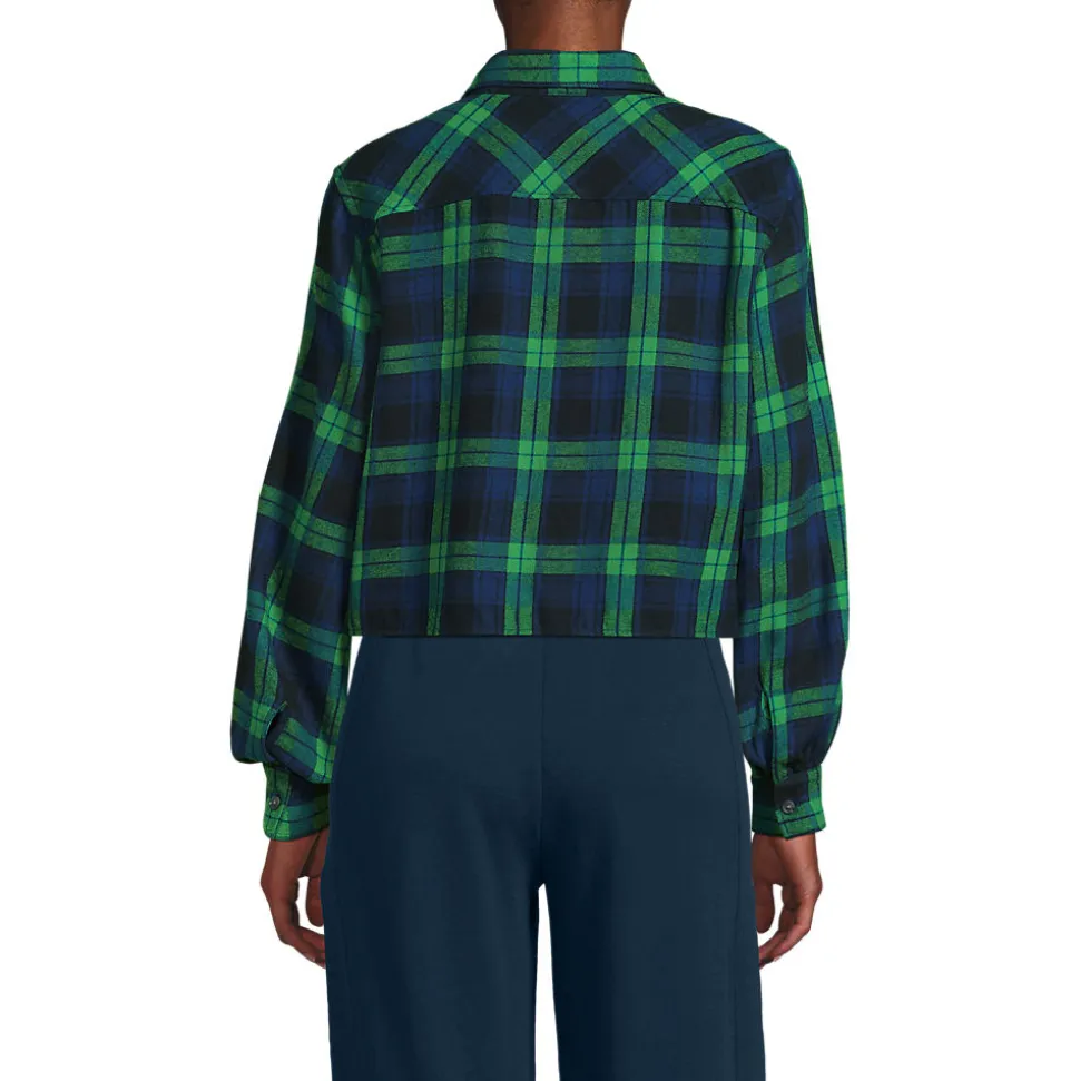 Verkürzte Flanellbluse für Damen
