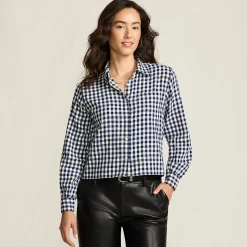 Verkürzte Flanellbluse für Damen