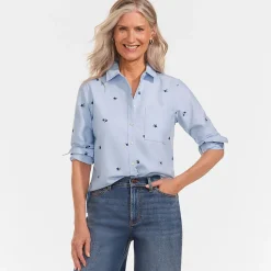 Verkürzte Oxfordbluse für Damen