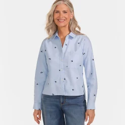 Verkürzte Oxfordbluse für Damen