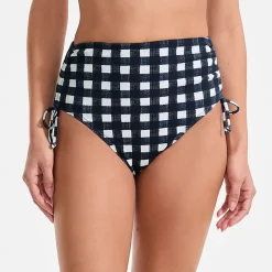 Verstellbare High Waist Bikinihose aus Piqué für Damen