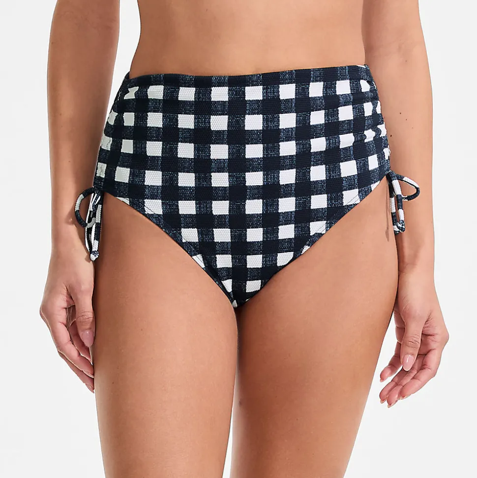 Verstellbare High Waist Bikinihose aus Piqué für Damen