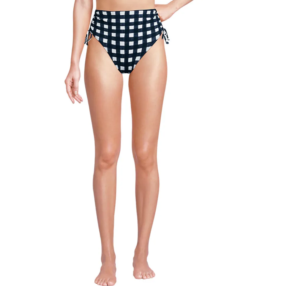 Verstellbare High Waist Bikinihose aus Piqué für Damen