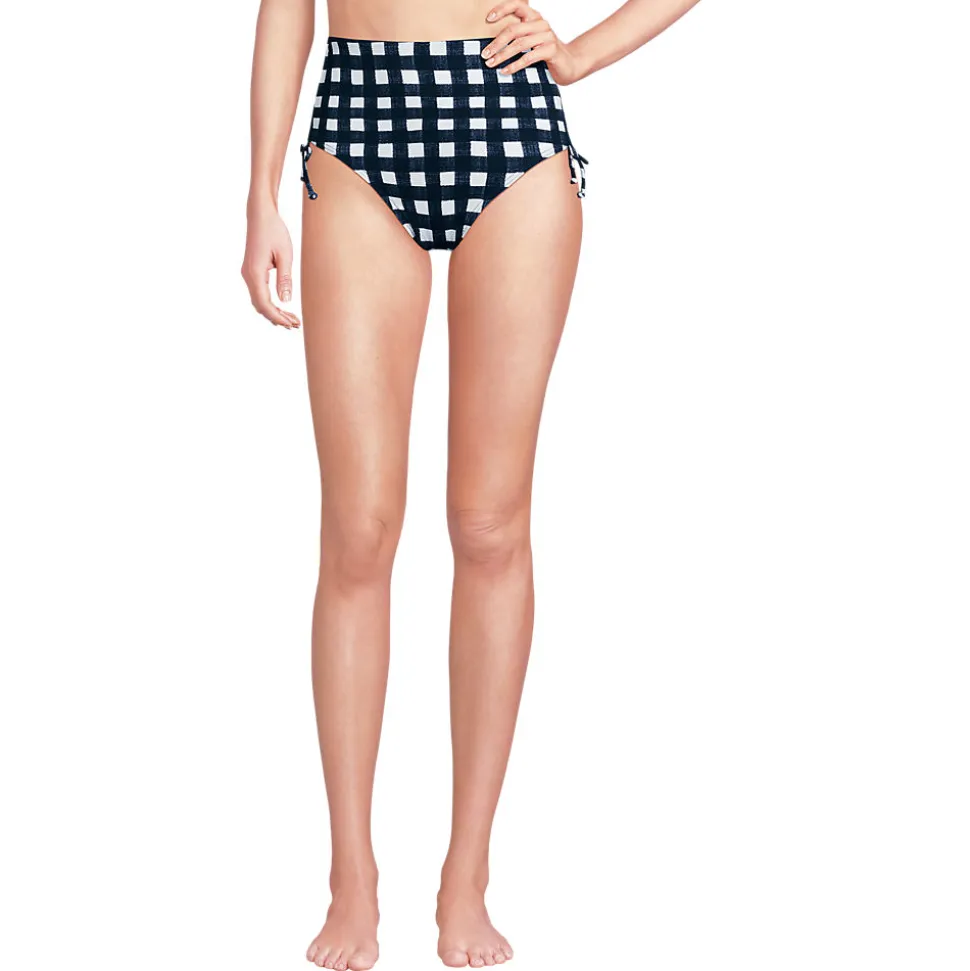 Verstellbare High Waist Bikinihose aus Piqué für Damen