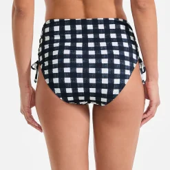Verstellbare High Waist Bikinihose aus Piqué für Damen