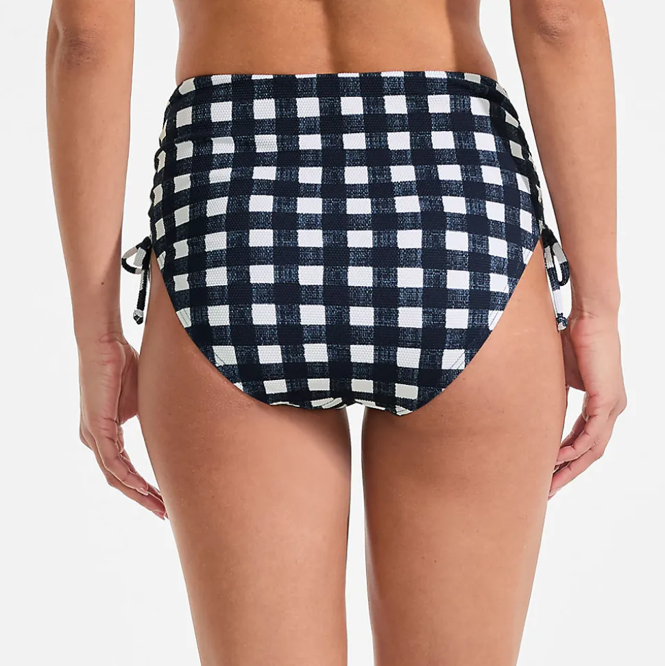 Verstellbare High Waist Bikinihose aus Piqué für Damen
