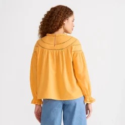 Voile-Bluse aus Baumwollmix für Damen