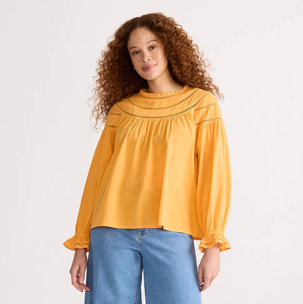 Voile-Bluse aus Baumwollmix für Damen