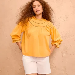 Voile-Bluse aus Baumwollmix für Damen