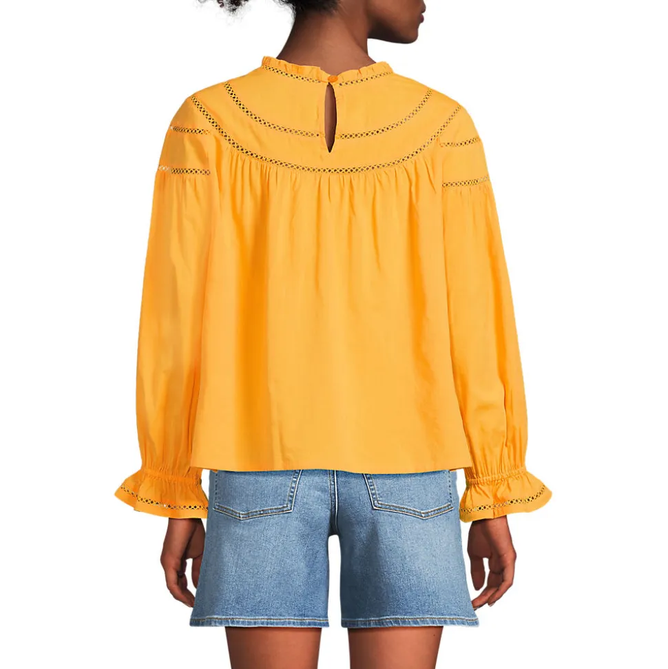 Voile-Bluse aus Baumwollmix für Damen