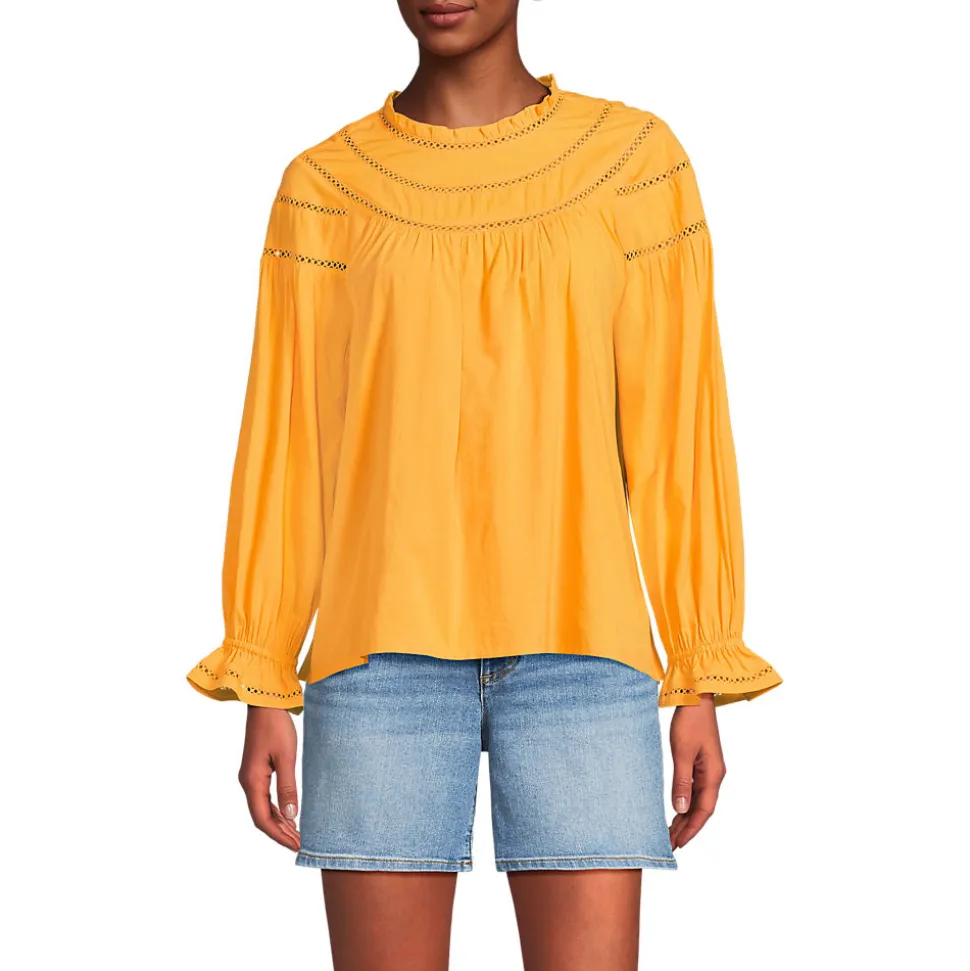 Voile-Bluse aus Baumwollmix für Damen
