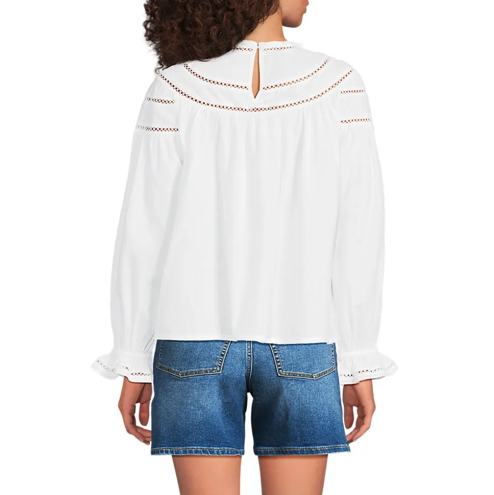 Voile-Bluse aus Baumwollmix für Damen