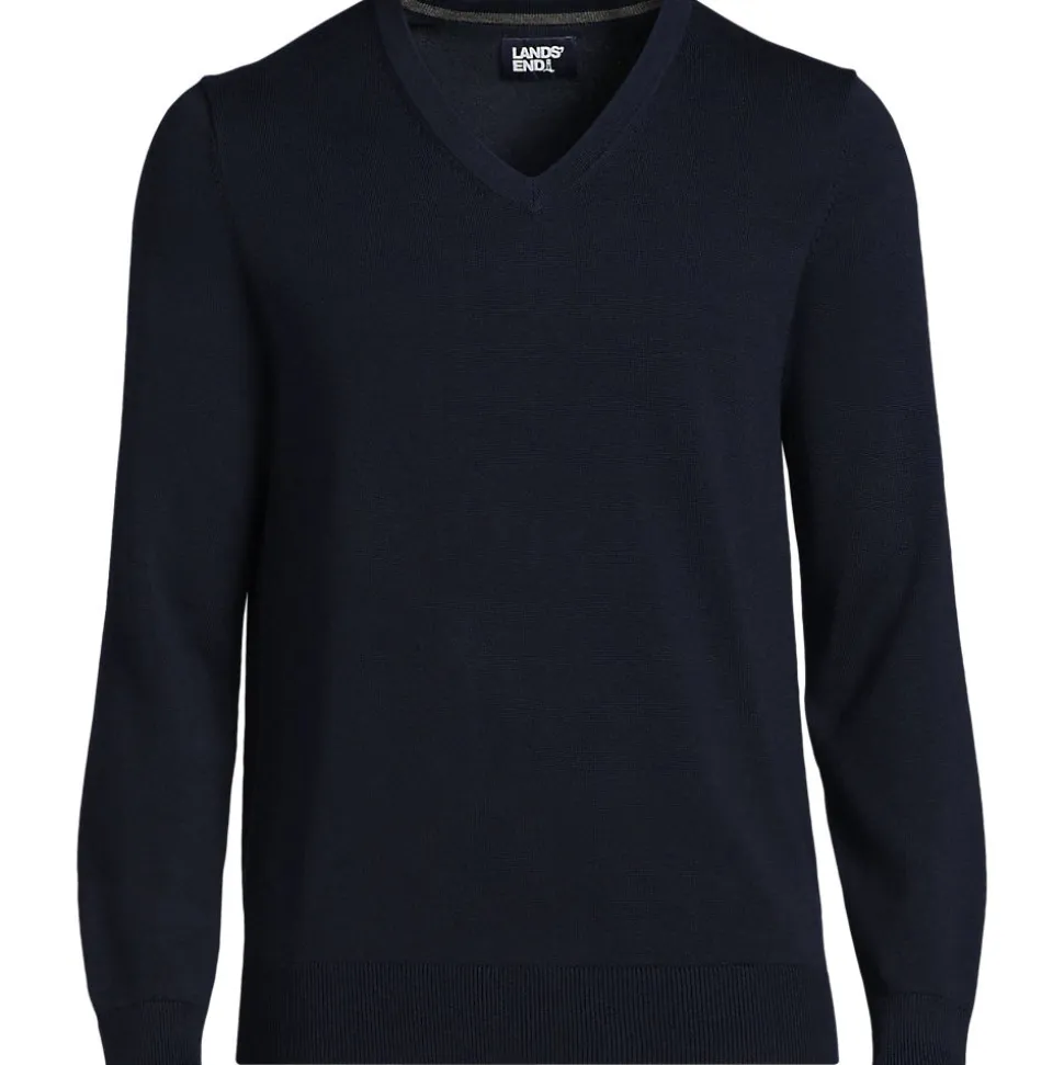 V-Pullover aus Baumwoll-Feinstrick für Herren