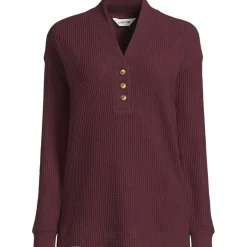 Waffelstrick-Henleyshirt für Damen