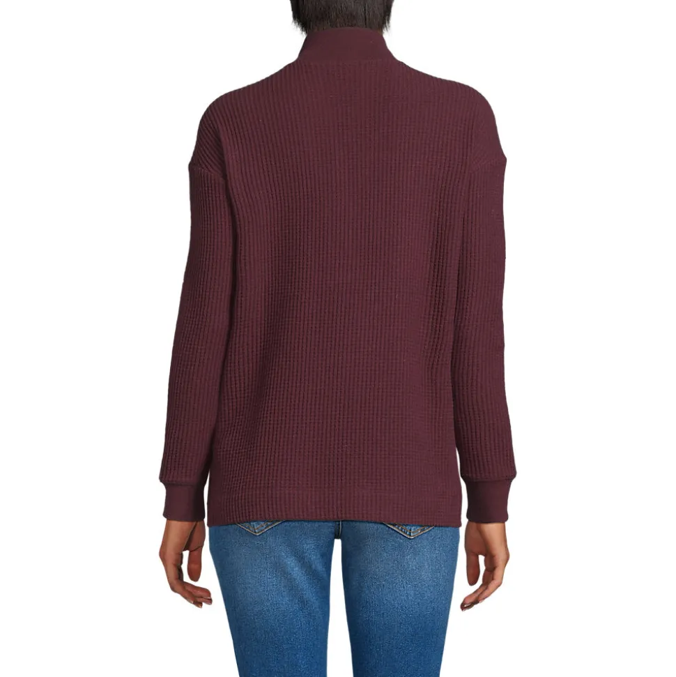 Waffelstrick-Henleyshirt für Damen