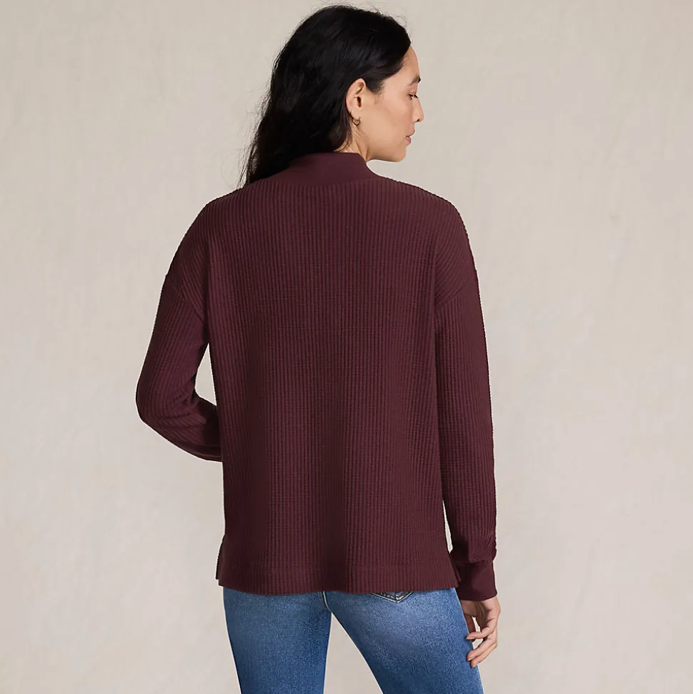 Waffelstrick-Henleyshirt für Damen