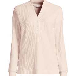 Waffelstrick-Henleyshirt für Damen