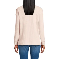 Waffelstrick-Henleyshirt für Damen