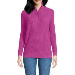 Waffelstrick-Pullover mit Reißverschluss für Damen