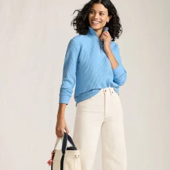 Waffelstrick-Pullover mit Reißverschluss für Damen