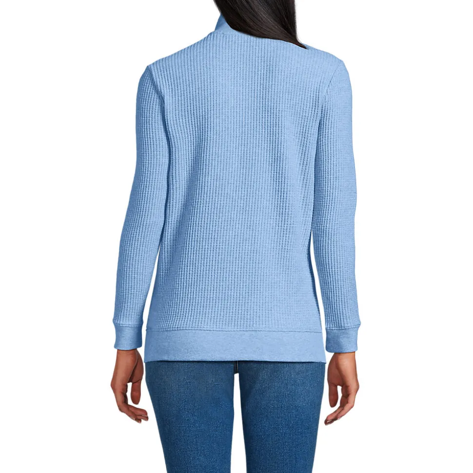 Waffelstrick-Pullover mit Reißverschluss für Damen