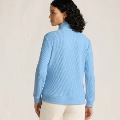 Waffelstrick-Pullover mit Reißverschluss für Damen