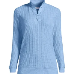 Waffelstrick-Pullover mit Reißverschluss für Damen