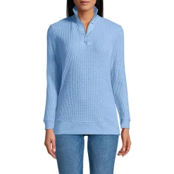 Waffelstrick-Pullover mit Reißverschluss für Damen