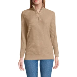 Waffelstrick-Pullover mit Reißverschluss für Damen
