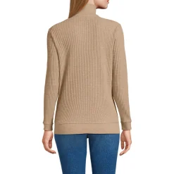 Waffelstrick-Pullover mit Reißverschluss für Damen