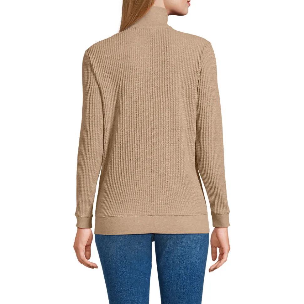 Waffelstrick-Pullover mit Reißverschluss für Damen