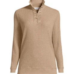 Waffelstrick-Pullover mit Reißverschluss für Damen