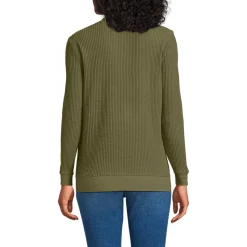 Waffelstrick-Pullover mit Reißverschluss für Damen