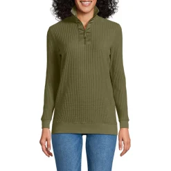 Waffelstrick-Pullover mit Reißverschluss für Damen