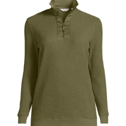 Waffelstrick-Pullover mit Reißverschluss für Damen