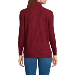 Waffelstrick-Pullover mit Reißverschluss für Damen